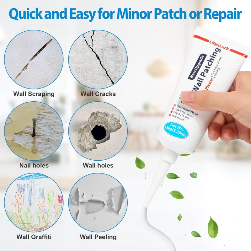 LifeisLuck Drywall Repair Kit, 150g Wall Mending Agent Spackle Wall Repair with Scraper Sanding Blocks for Filling The Home Holes Wall Plaster Dent Repair, Wall Surface Nail Hole Fill Quick - Image 5